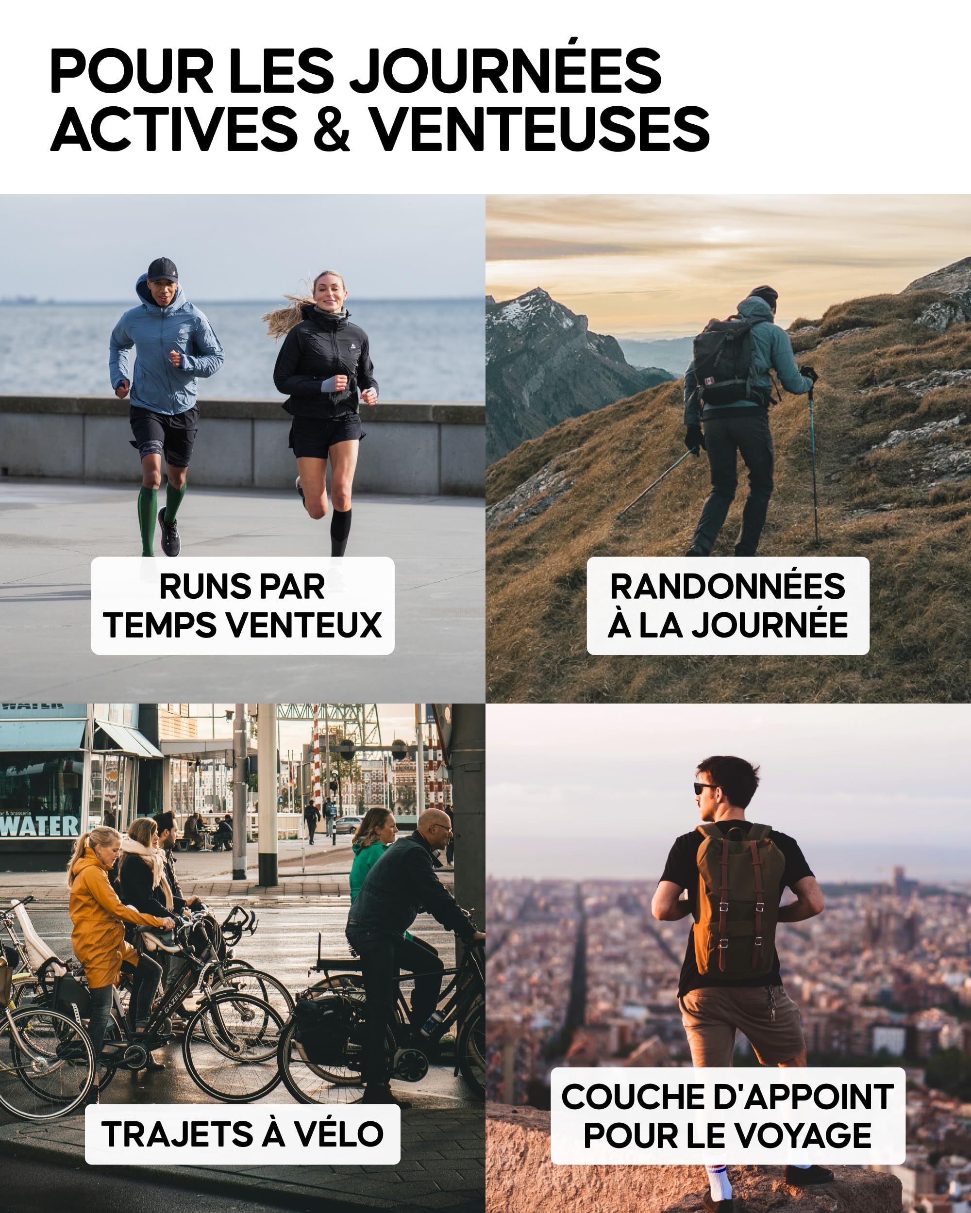 DANISH ENDURANCE Veste Coupe-Vent Homme, Léger & Respirant, Poches Fermées, Capuche Ajustable