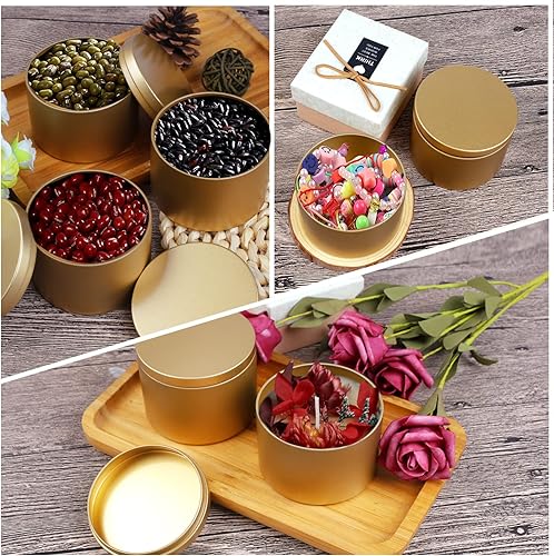 Miniatura 6 de BBAXI Latas doradas de 4 onzas, 24 unidades, tarros de velas vacías para hacer velas, recipientes de velas de bricolaje, latas de metal redondas con