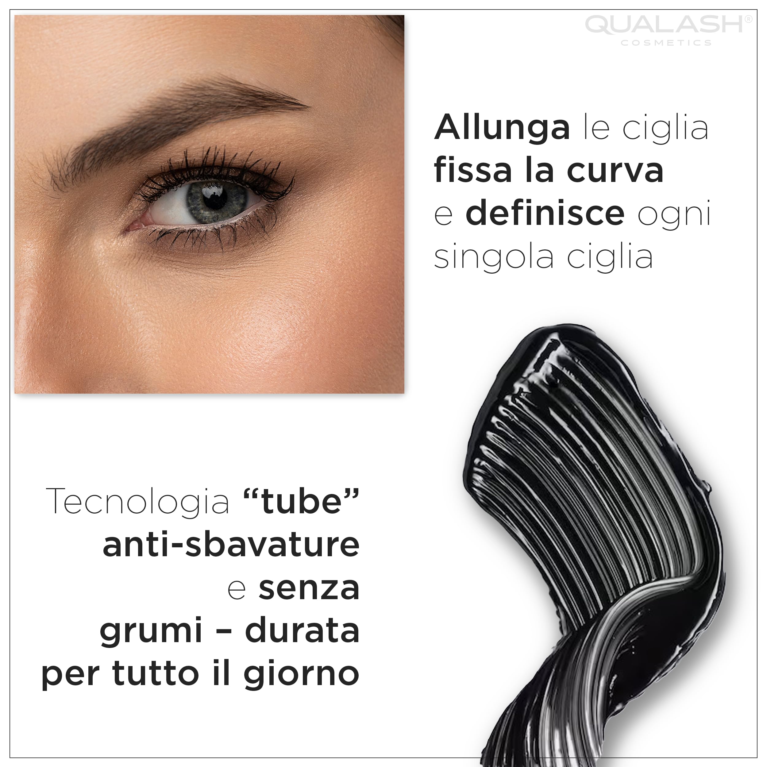 Siero Ciglia Allungante (3.5 ml) + Mascara Volumizzante e Allungante con Peptidi (10 ml), Exclusive Duo Per Ciglia più Lunghe e Folte