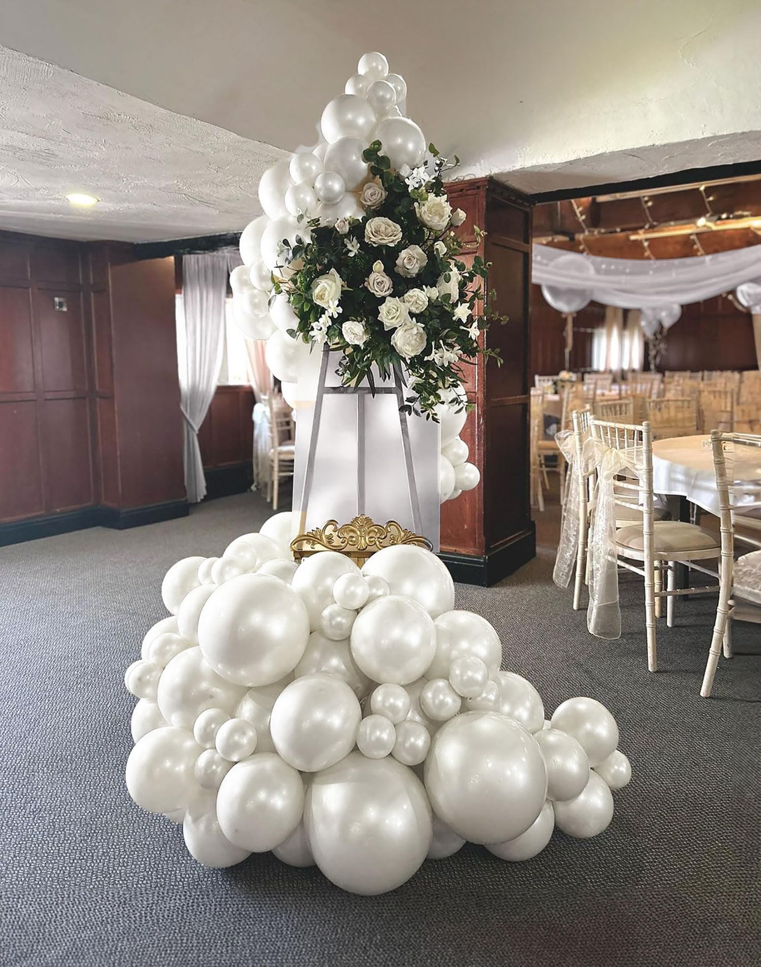Pearl White Double-Stuffed Balloons different sizes 63 PACK 18/12/10/5 inch Standard White balloon Garland kit For For Wedding Birthday luxury baby shower Anniversary decorations