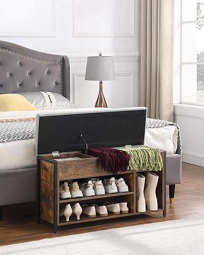 Miniatura 4 de Kebuz House Banco de zapatos, banco de almacenamiento de zapatos con caja de almacenamiento elevable, organizador de zapatos de 2 niveles,