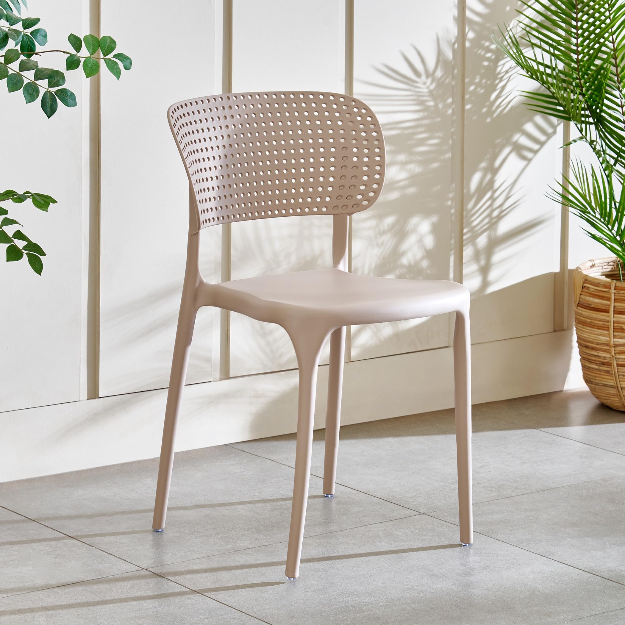 Home Centre | Gracia | Outdoor | Polypropylene | Cafe Chairs | Beige | 1 Year Warranty-image-17