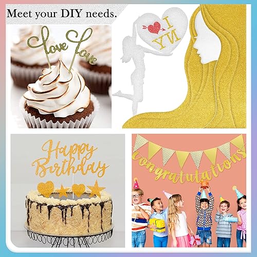 Miniatura 6 de FEILIBAY 20 hojas de papel de cartulina con purpurina rosa, tamaño A4, para manualidades, decoración de cumpleaños y bodas, caja de regalo y otros