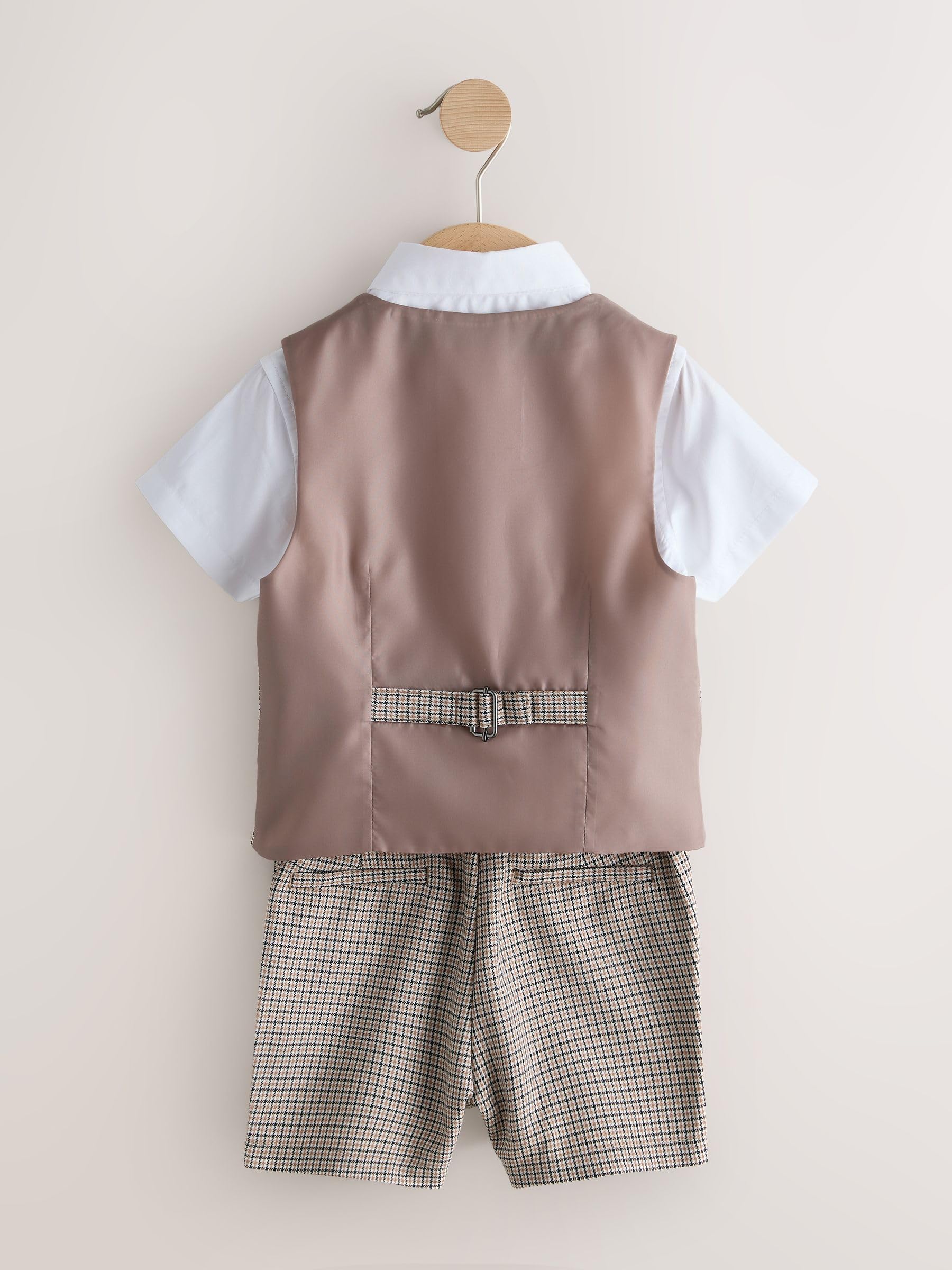 NEXT Ragazzo Completo con gilet, camicia, pantaloncini e cravatta | Bambino, Standard, Button, Lavabile in lavatrice