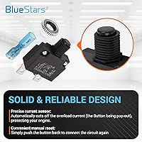 Vista 6 de BlueStars Paquete de 5 disyuntores térmicos de 15 amperios 125/250 V CA 32 V CC, protector de sobrecarga con botón de reinicio manual, terminales