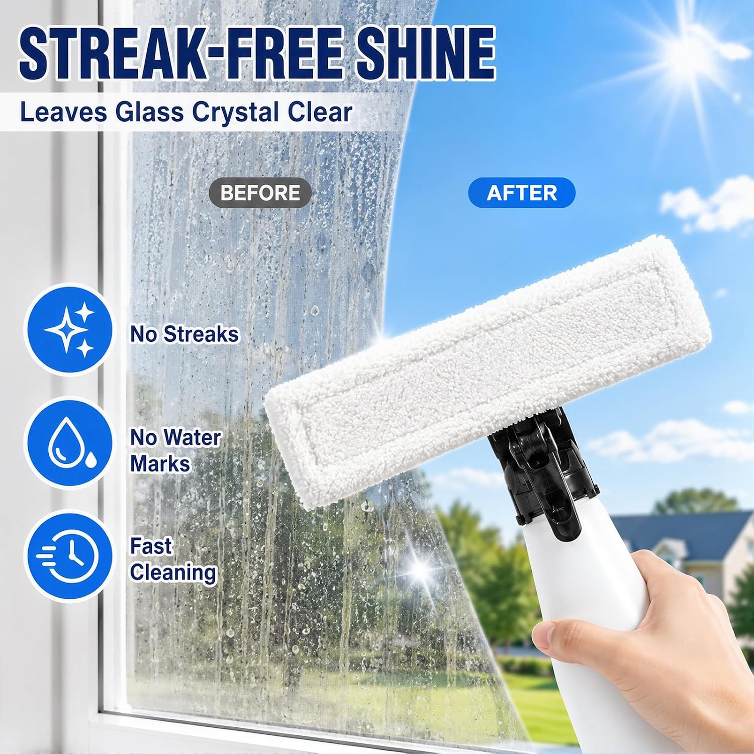 4 Pack Microfiber Window Cleaning Refill Pads - Reusable Replacement Replacement Compatible with Cordless Window Vacuum Squeegee, Multi-Purpose Scrubbing Tool for Glass, Mirrors, Showers image 2