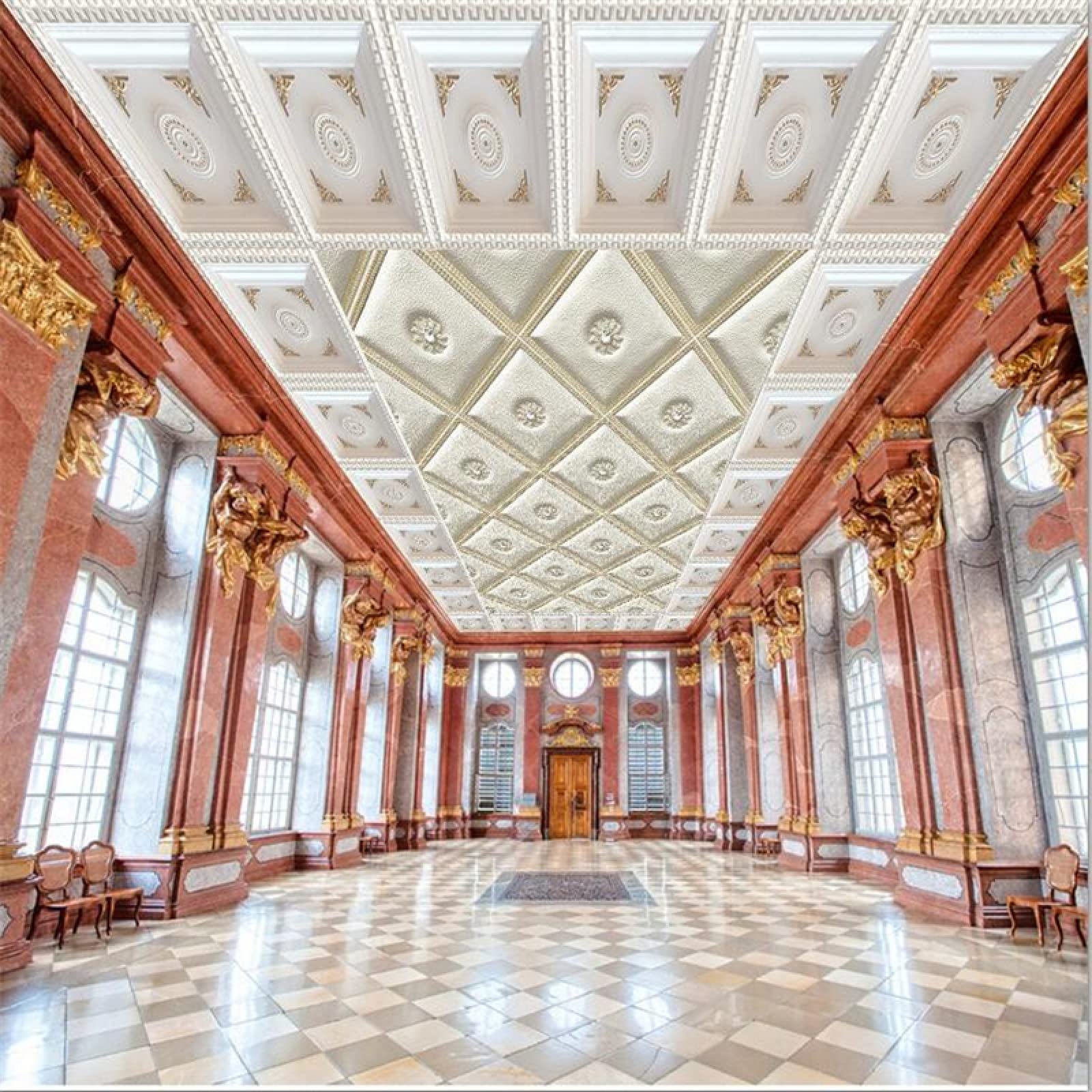 Tapeta sufitowa 3D mural ulga biała krata piaskowiec salon dekoracja domu sufit obraz ścienny hotel hol sufit sztuka obraz