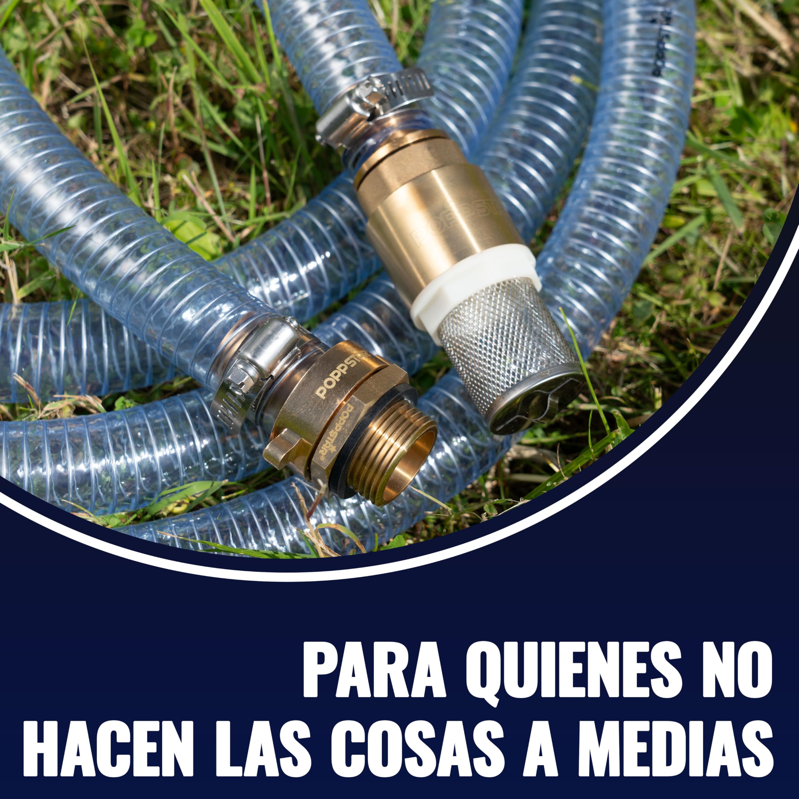 Manguera aspiración 1" 7m, diám. int./ext. 25/33mm, grosor pared 4mm, incl. cesta aspiración inox con válvula retención, tuerca unión 1 1/4" (41,9mm) diám. int. y reductor diám. ext. 1" (33,3mm)