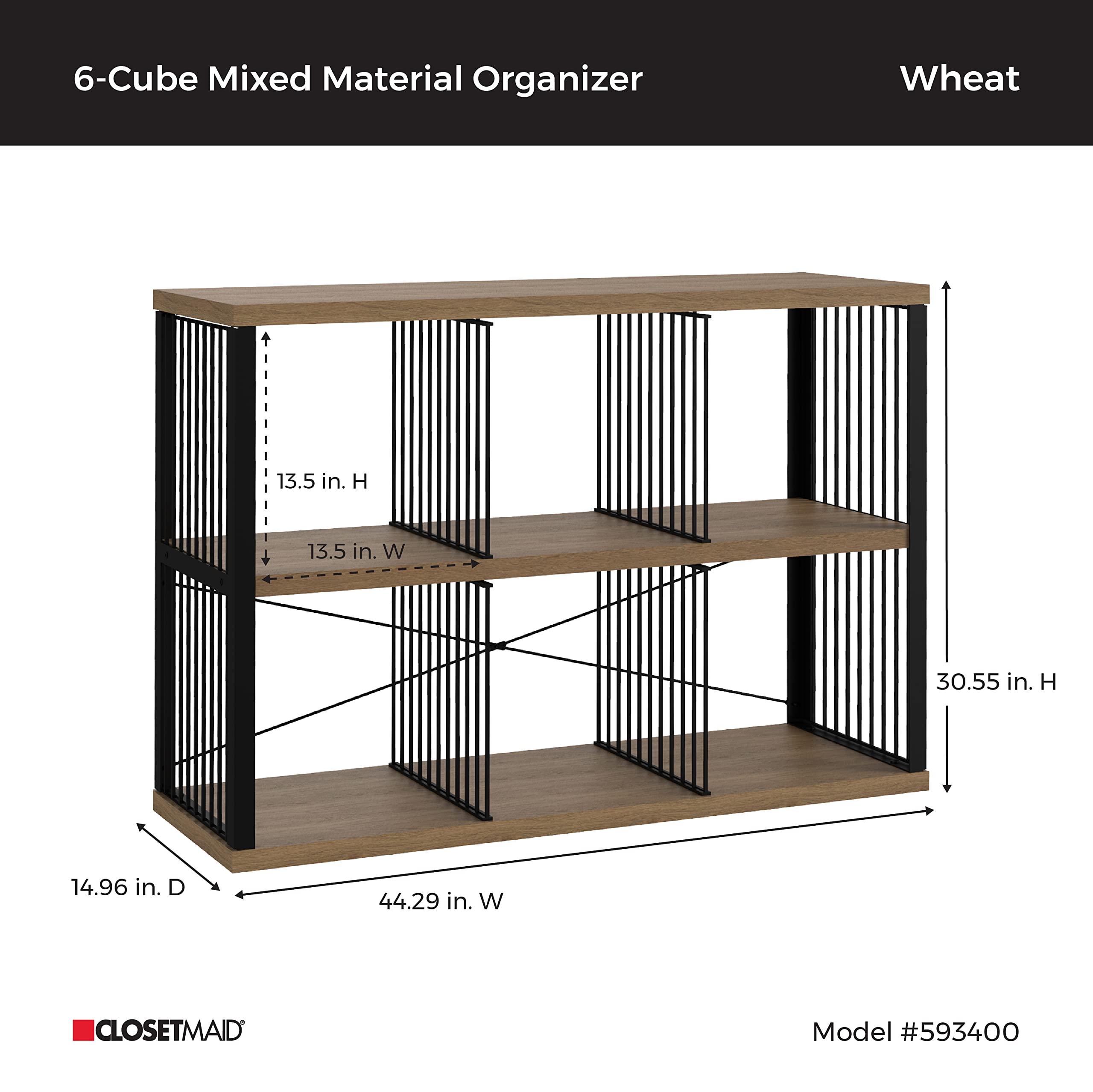 ClosetMaid Bookshelf ClosetMaid 6 Cube Storage Organizer - Black Wood