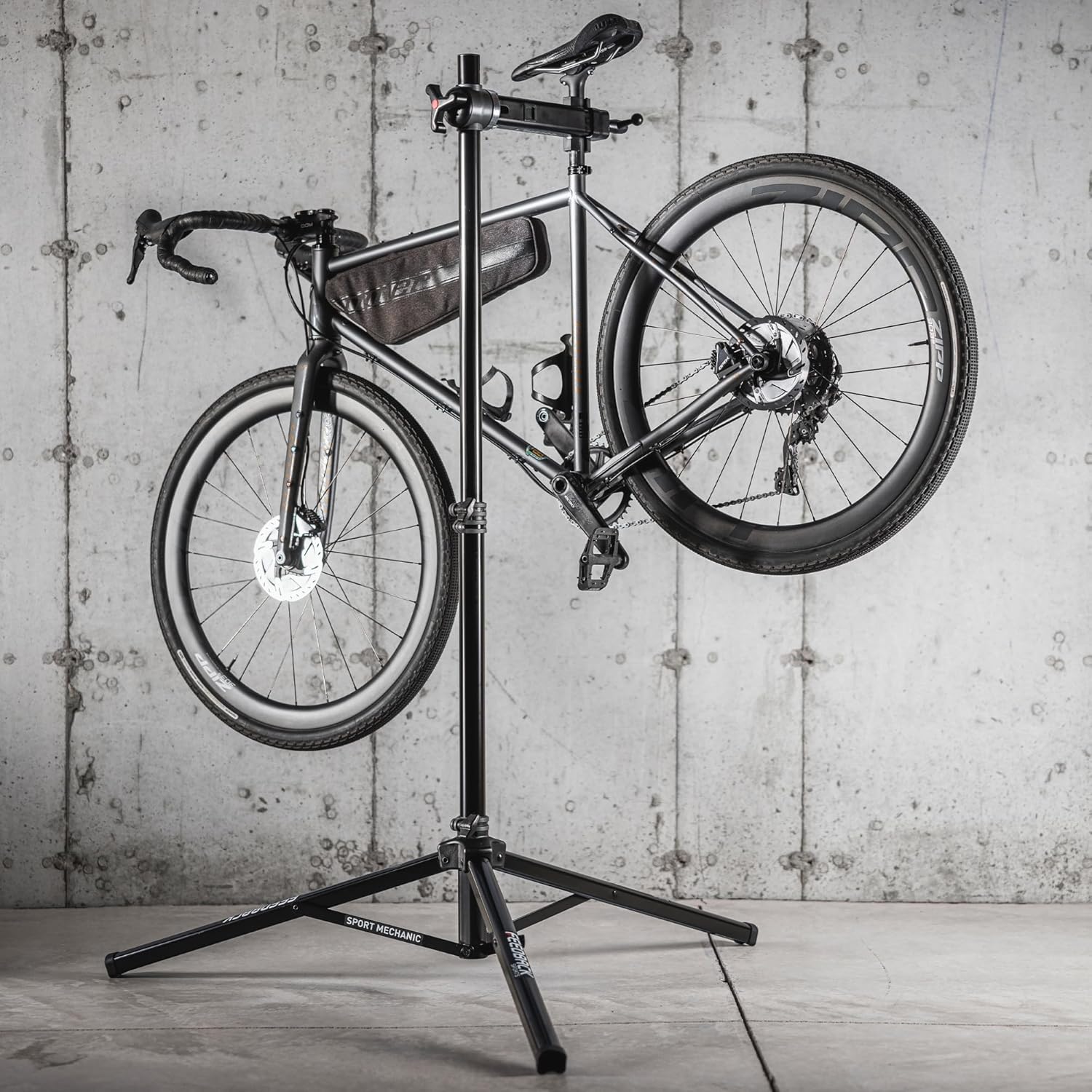 Feedback Sports | Sport-Mechanic Bicycle Repair Stand | Bicycle Workstand W/Tripod Base | Lightweight and Durable | Aluminum Steel Hybrid Construction | Black (Black, Sport Mechanic)