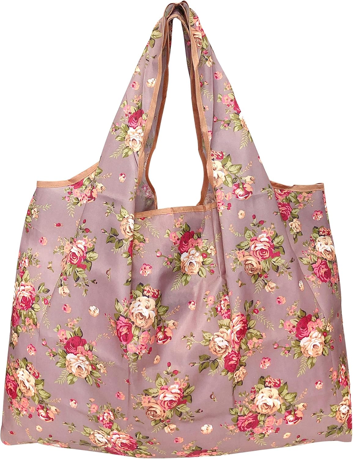 Wrapables Eco-Friendly Large Nylon Reusable Shopping Bags (Set of 3), Flower Bouquet - Image 3
