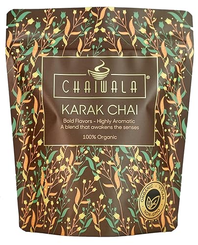 Chaiwala Karak Chai - Té orgánico de hoja suelta negro 40 tazas Brew instantáneo caliente helado o chai Latte 4oz