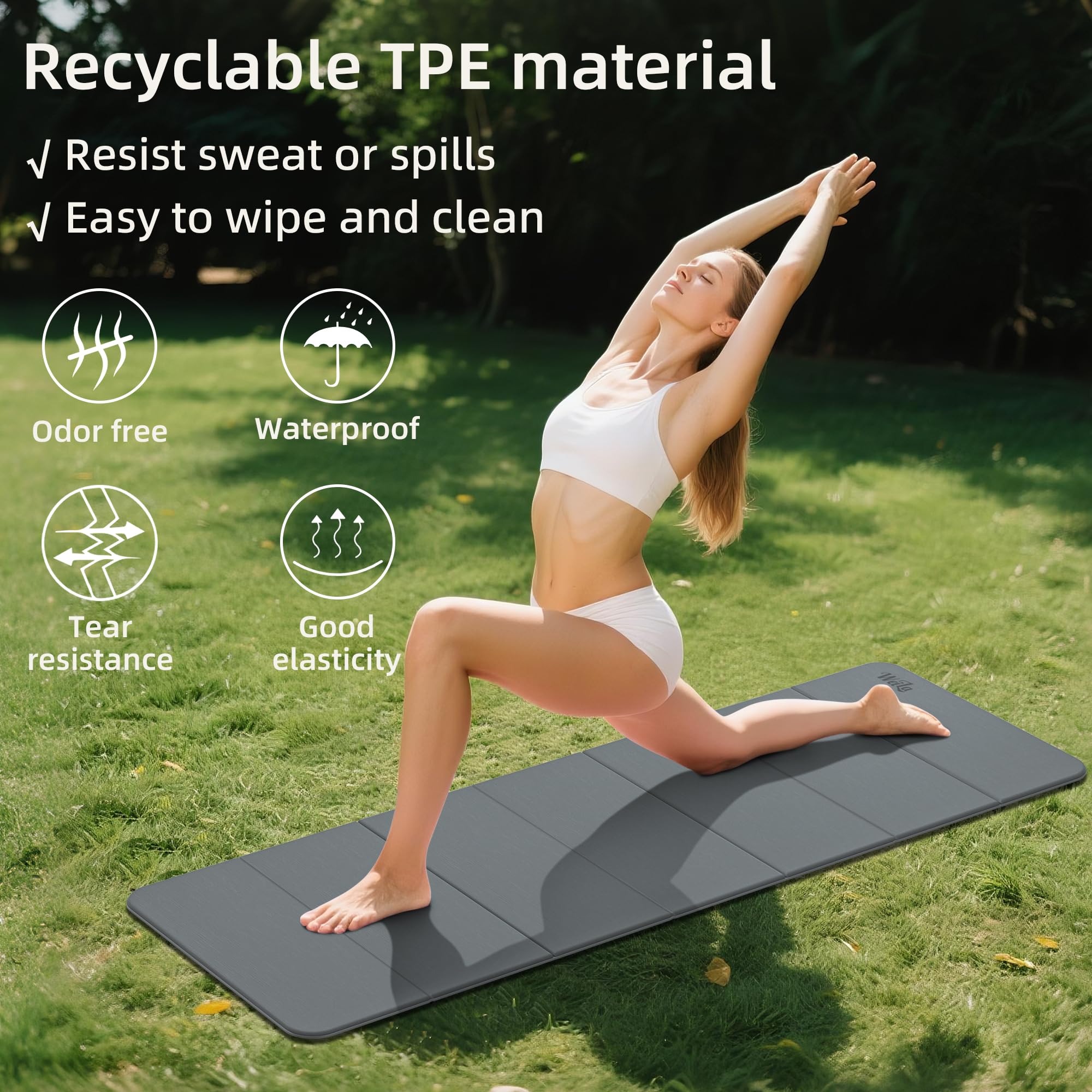 Tappetino da yoga extra spesso da 1,27 cm, attrezzatura per pilates, 175,3 x 61 cm, inodore, per palestra a casa, antiscivolo, per donne e uomini, allenamento a casa, tappetino pieghevole per yoga