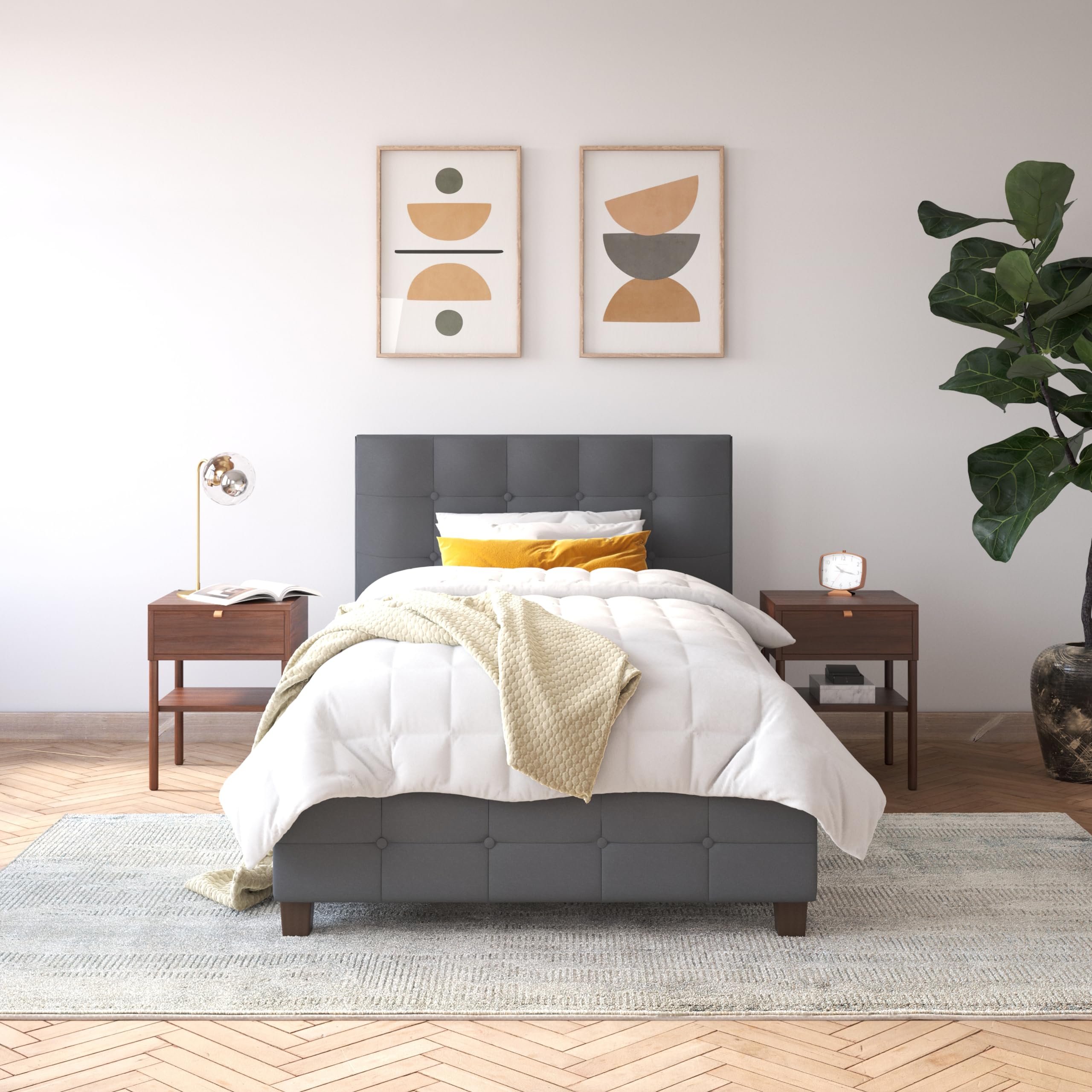 Dhp Rose Grey Linen Upholstered Twin Bed Clearance innoem.eng.psu.ac.th