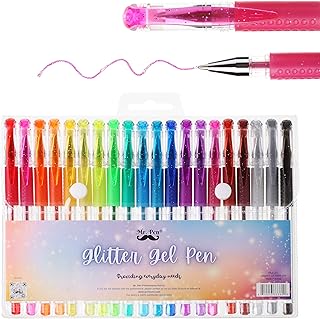 Mr. Pen- Glitter Gel Pens, Assorted Colors, 20 pcs, Glitter Pens, Glitter Gel Pens for Adult Coloring, Neon Gel Pens, Sparkly Gel Pens, Gel Pens for Coloring, Glitter Gel Pen Set, Bible Journaling Pen