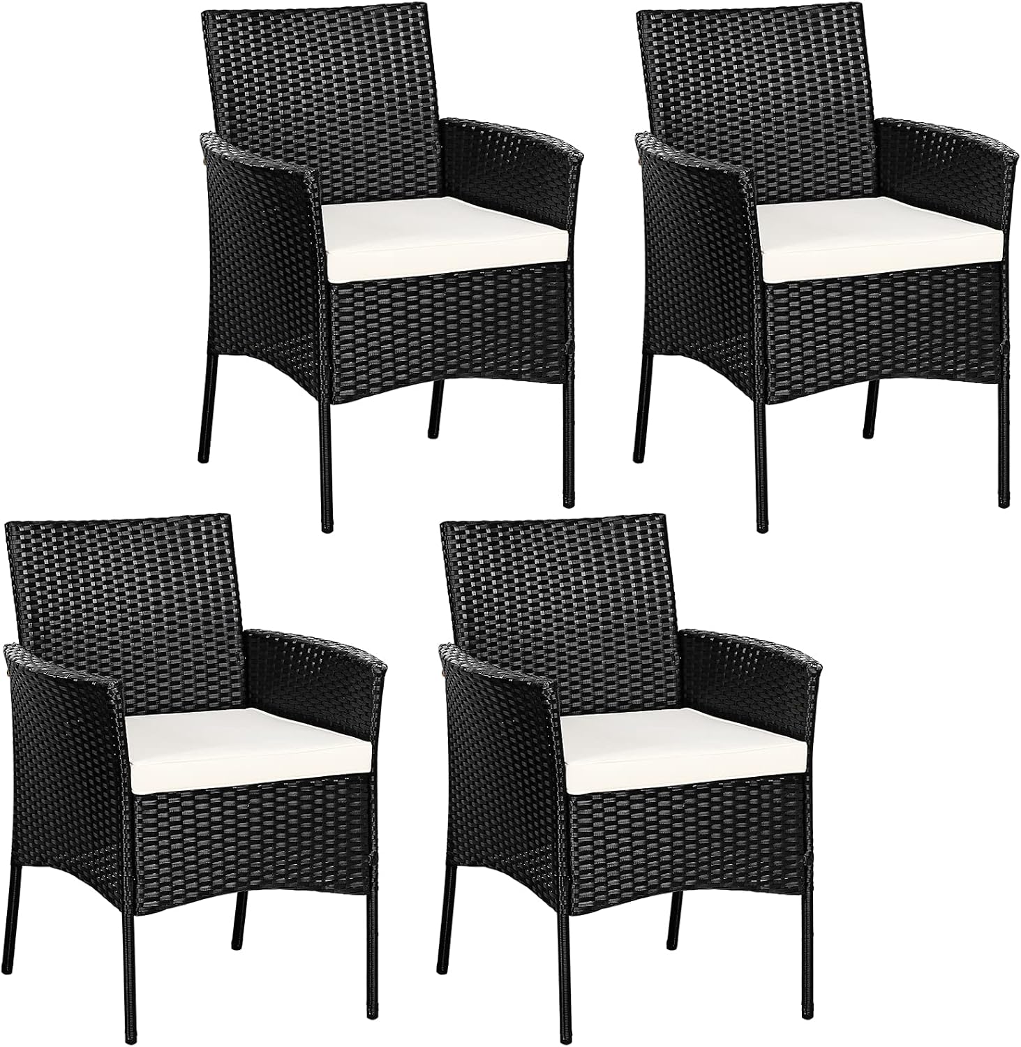Tangkula 4 Pieces Patio Wicker Chair, Outdoor PE Rattan