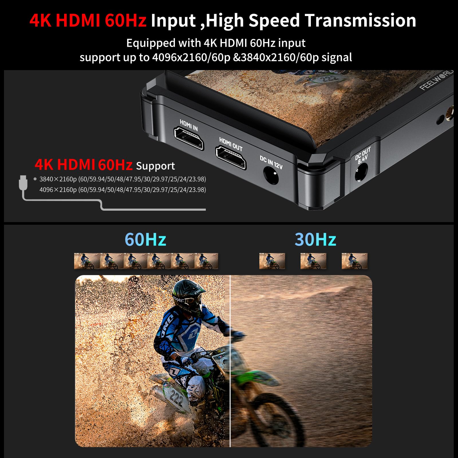 FEELWORLD FW568 PRO 6 1200nits Monitor da campo per fotocamera da pollici, 1920x1080 1200nit DSLR Video Monitor con 4K HDMI in/out, forma d'onda, LUT 3D, include batteria F750 4400mAh e borsa per il