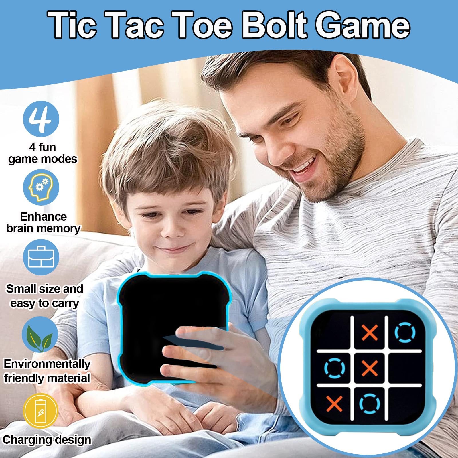 Morpion Electronique, Console de Jeux Portable, Tic Tac Toe Bolt Game, Smart Games, Console de Jeux Portable, Jouets de Jeu de Puzzle D'échecs Portables pour Enfant et Adultes (Bleu Morpion Electronique, Console de Jeux Portable, Tic Tac Toe Bolt Game, Smart Games, Console de Jeux Portable, Jouets de Jeu de Puzzle D'échecs Portables pour Enfant et Adultes (Bleu