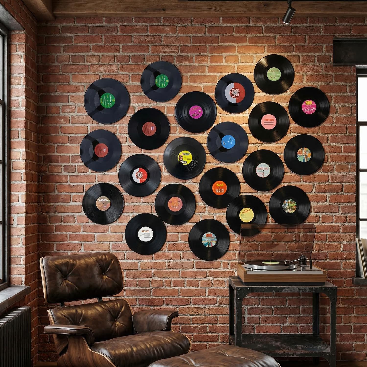 ZJXKJGS 6 Piezas Disco De Vinilo Retro, Decoración de Discos de Vinilo, Pared De Decoración De Discos De Vinilo, Diseño Retro De Discos De Cd, para Puede Utilizar En Café (12 inch)(Patrón aleatorio)