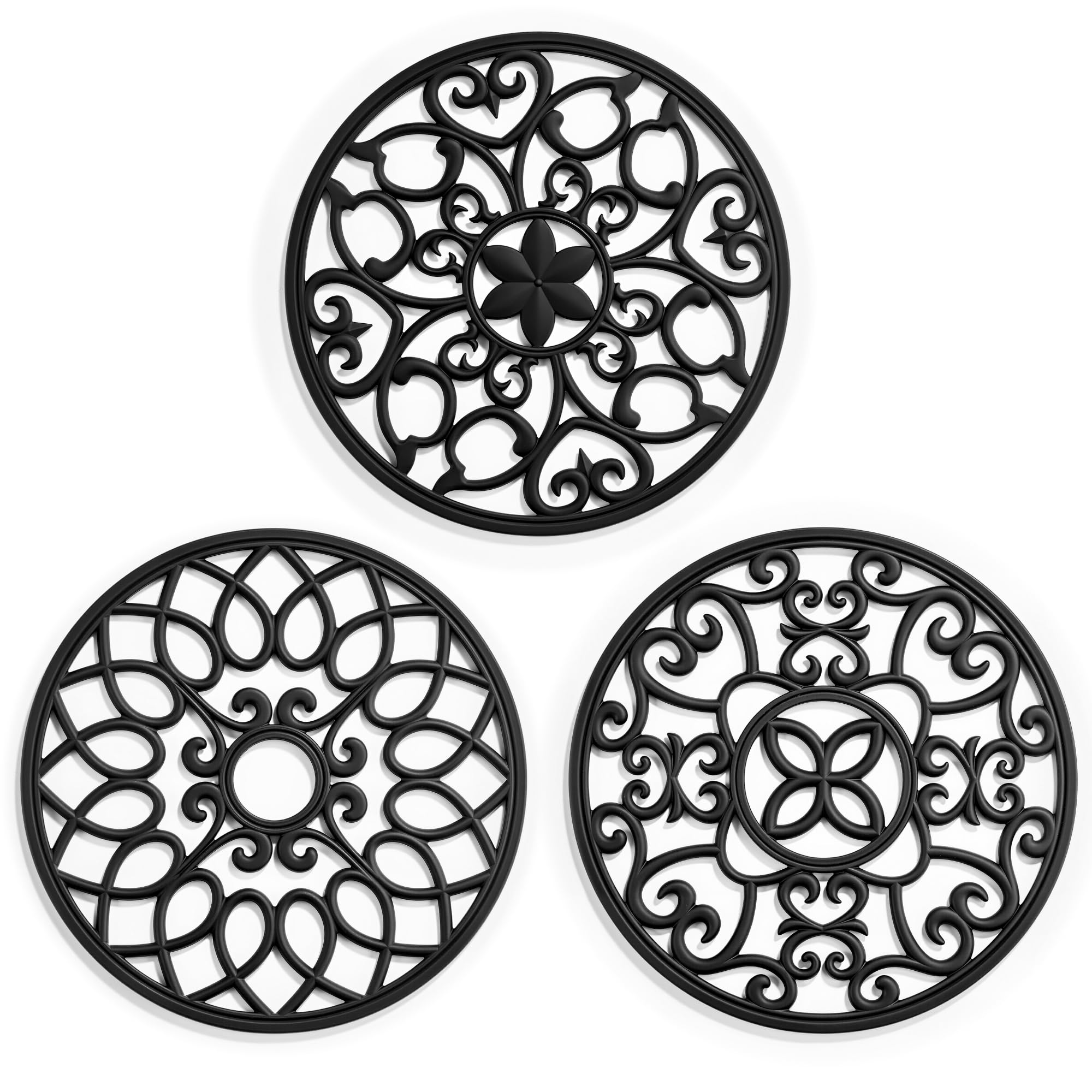 SMARTAKE 3 Set Silicone Trivet Mats, Multi-Use Carved Trivet Mat, Insulated Non-Slip Durable Kitchen Mats, Flexible Modern Kitchen Table Mat, for Hot