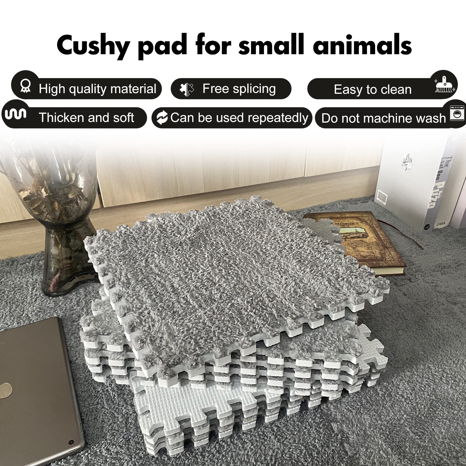 RUBYHOME 9 Stück 30x30 cm Meerschweinchen-Käfigmatte, waschbar, wiederverwendbar, Meerschweinchen-Fleece-Bettwäsche, Käfigeinlagen, weiche, warme Kaninchen-Bodenmatte, Bett für Laufgitter, Kiste