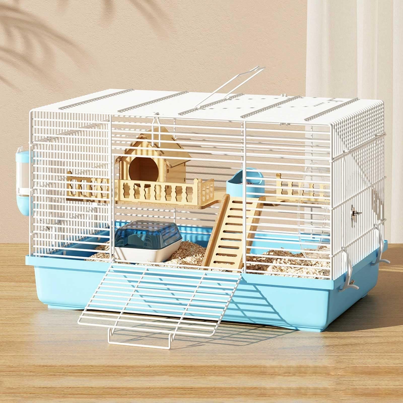 Gabbia per Criceti Domestici, Cage Hamster con Borraccia, Ruota per Esercizi, Ciotola per Cibo e Nascondiglio per Criceti, Gabbia per Ricci, Gabbia per Piccoli Animali(Blue)
