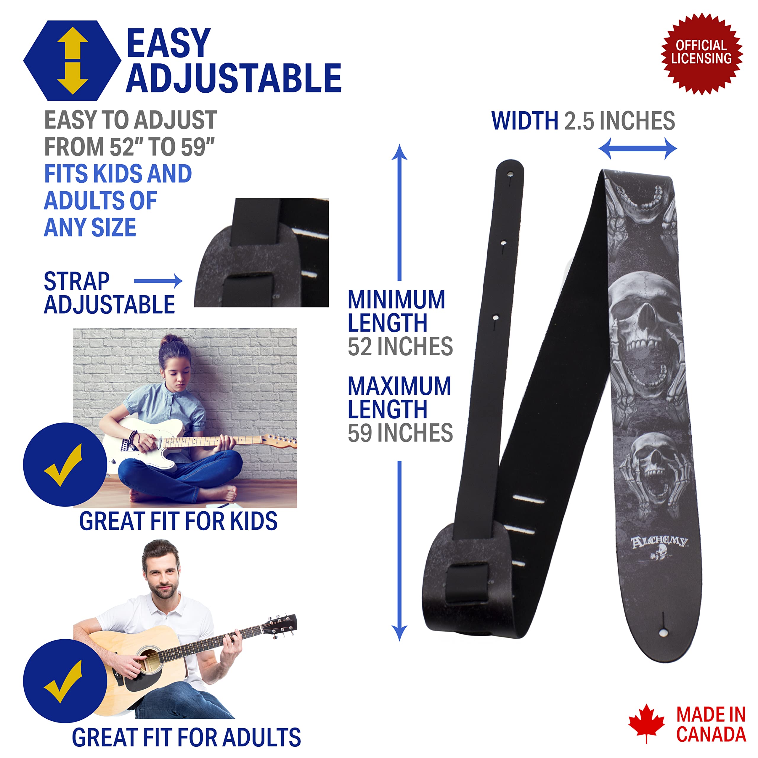 P Perri's Leathers Ltd. Unisex - Adult Modern Guitar Strap For Acoustic/Bass/Electric Guitars