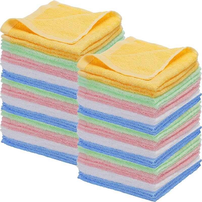 Panos de rosto Newwiee em algodão e fibras de viscose, 30,48 x 30,48 cm, 40 unidades, cores variadas