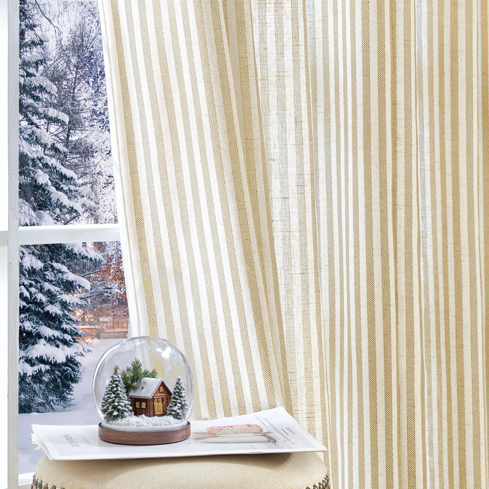 Amazon.com: jinchan Linen Curtains for Living Room Beige Striped