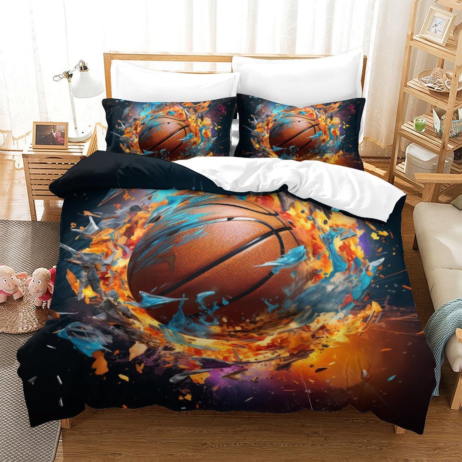 Housse de couette et taies d'oreiller lit King size 220x240 adolescent parure de lit