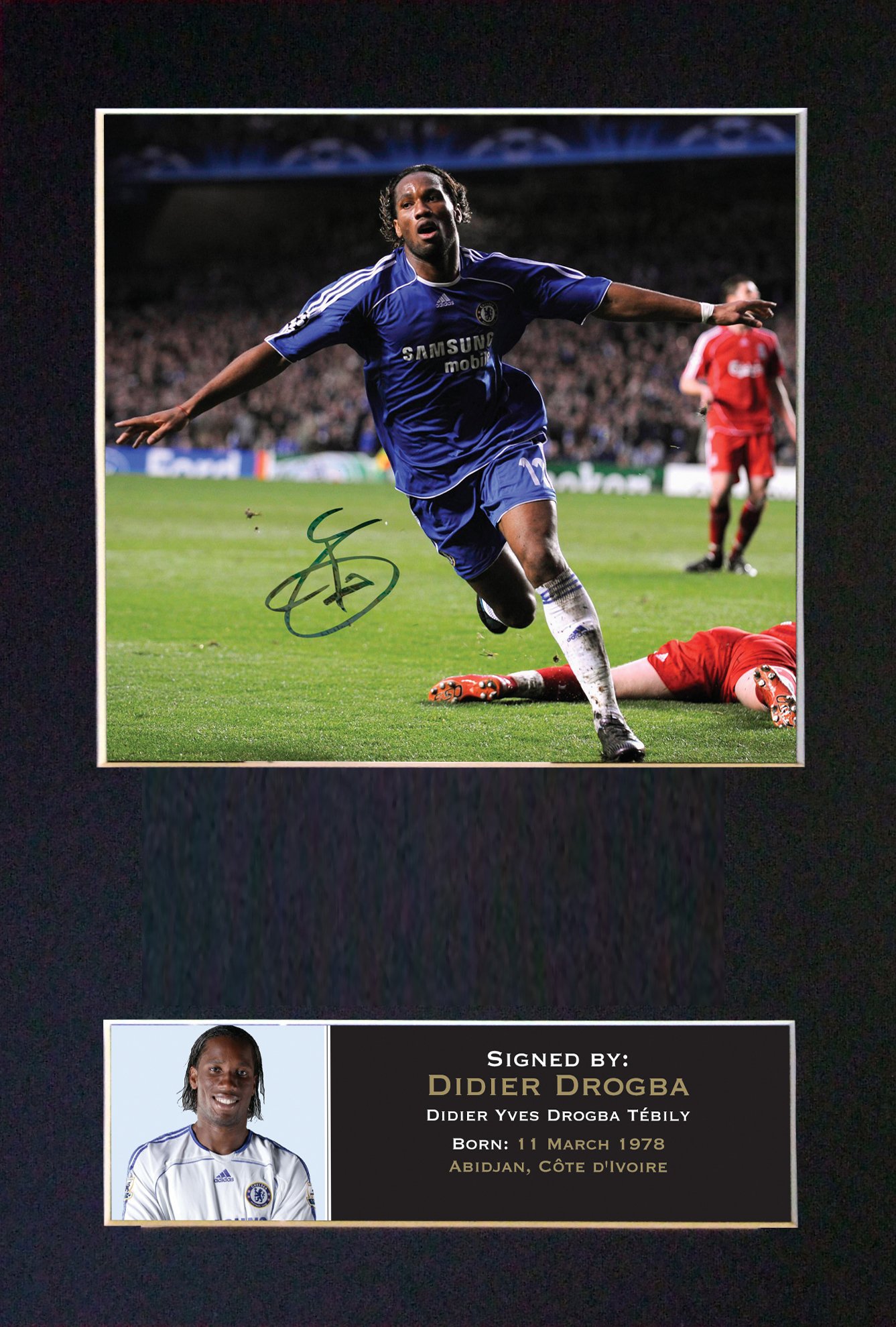 The Autograph Collector Gold,Black Didier Drogba No1 Signed Autograph Mounted Photo Reproduction Print A4 Rare Perfect Birthday (297 X 210Mm) #45 (Not Framed)