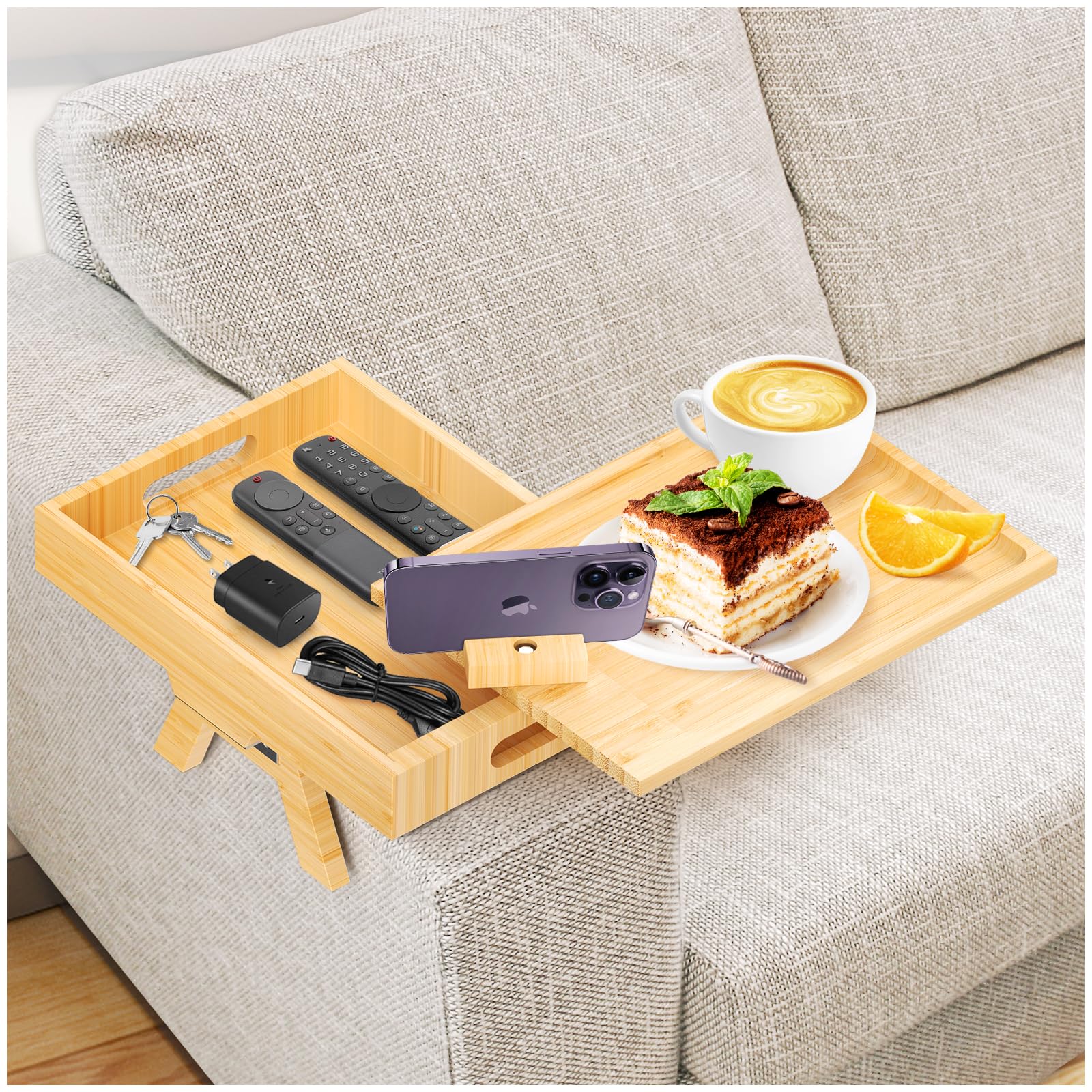 Sofa Armrest Tray With Storage Box Couch Table Table 360