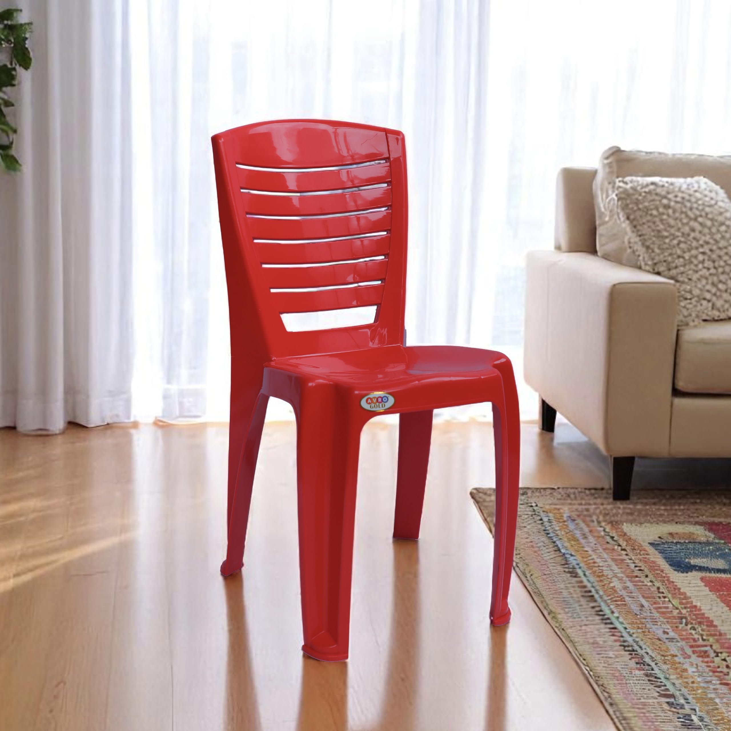 AVRO Furniture Venus Gloss Armless Plastic Chair, Set of 2
