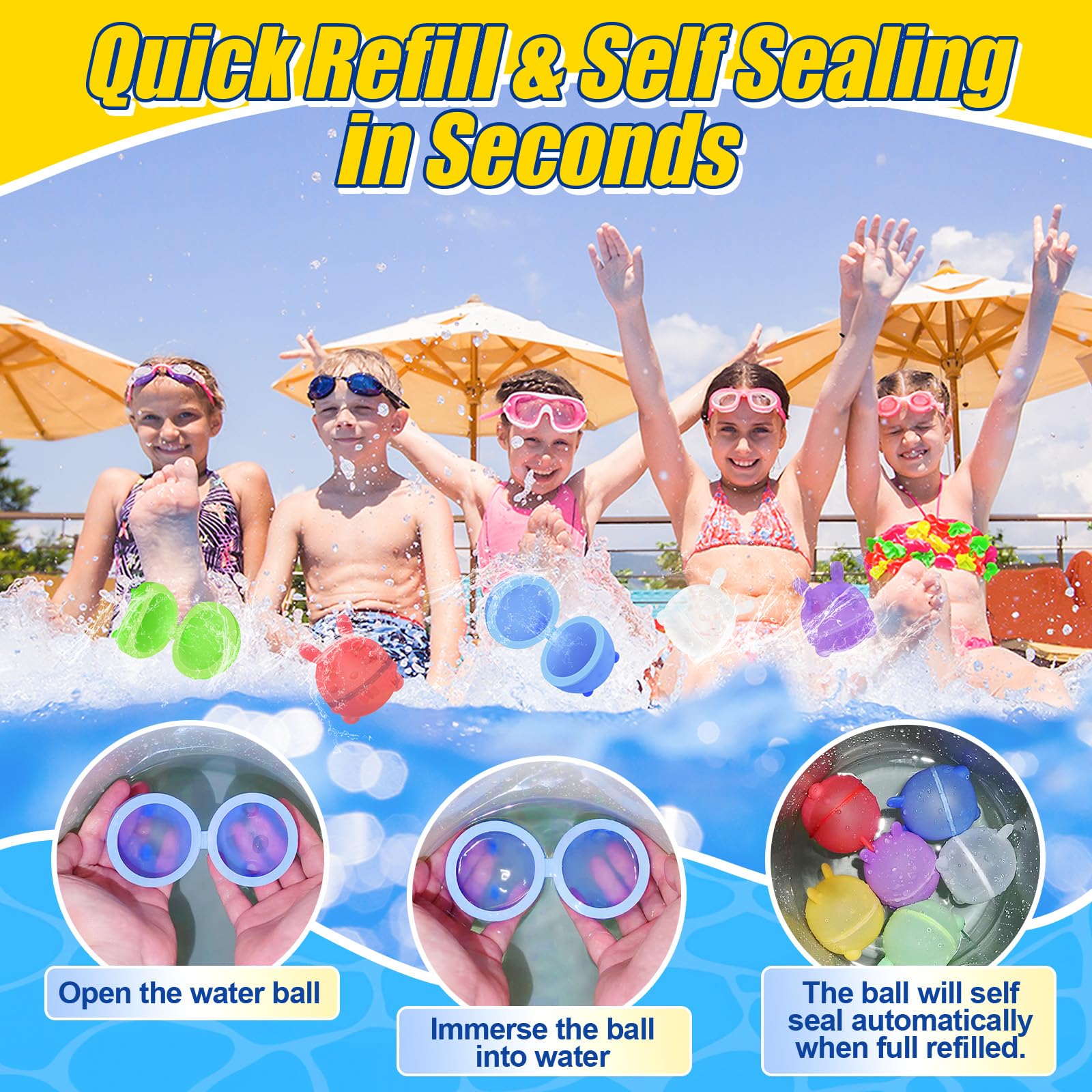 6 Stück Magnetische Silikon Wasserballons - Wiederverwendbar, Selbstschließend