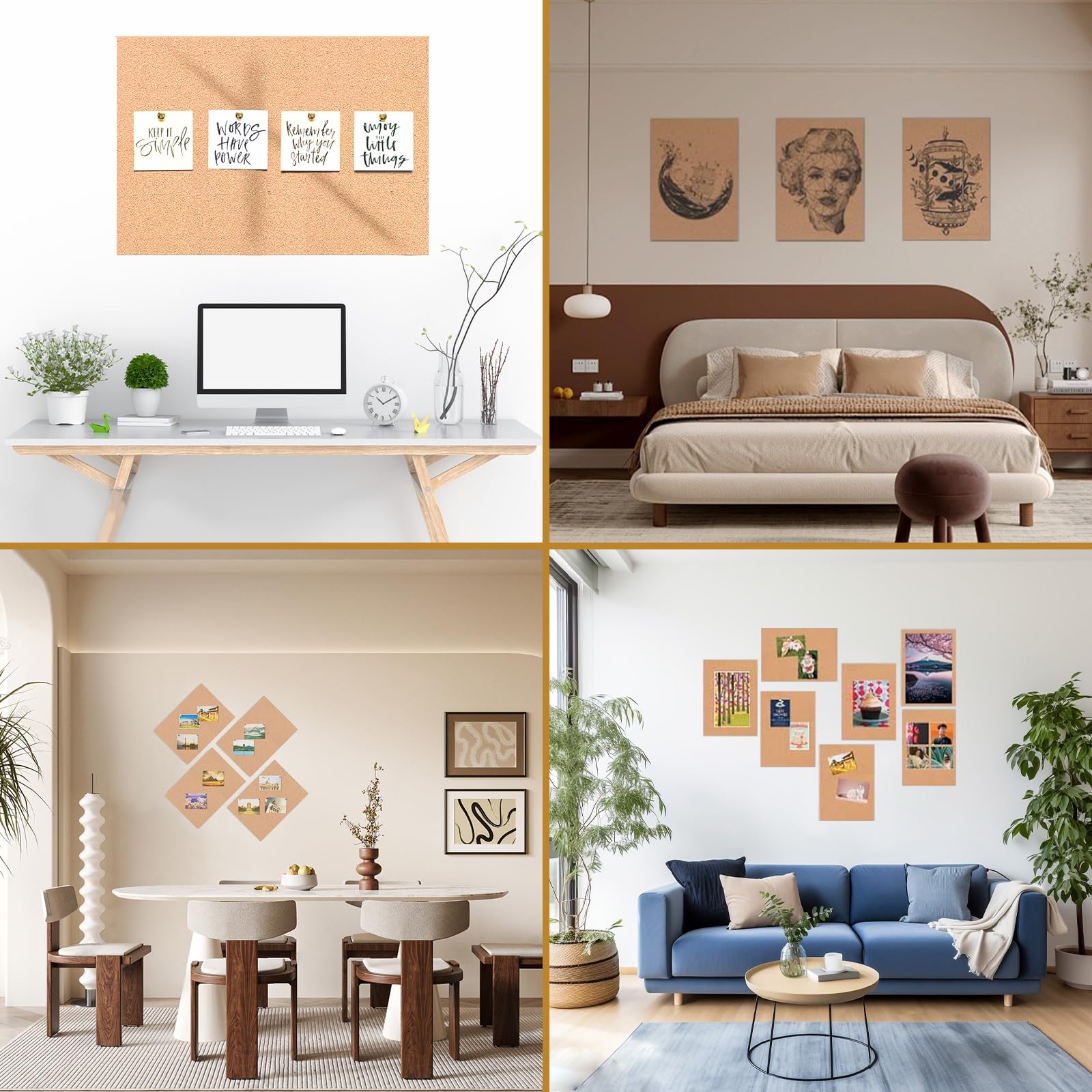 BENECREAT Lot De 8 Feuilles De Liège Autocollantes Rectangulaires De 1 Mm D'épaisseur, Format A4, Pour Dessous De Verre, Décoration Murale, Fête De Mariage, Fournitures De Bricolage, 21,1 X 30 Cm