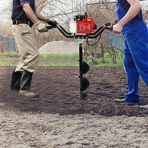 Miniatura 5 de Lidhujnk Taladro de tierra de 2 tiempos de 63 cc con gas de 2 tiempos, taladro de gasolina para plantar, excavación de tierraperforación compatible