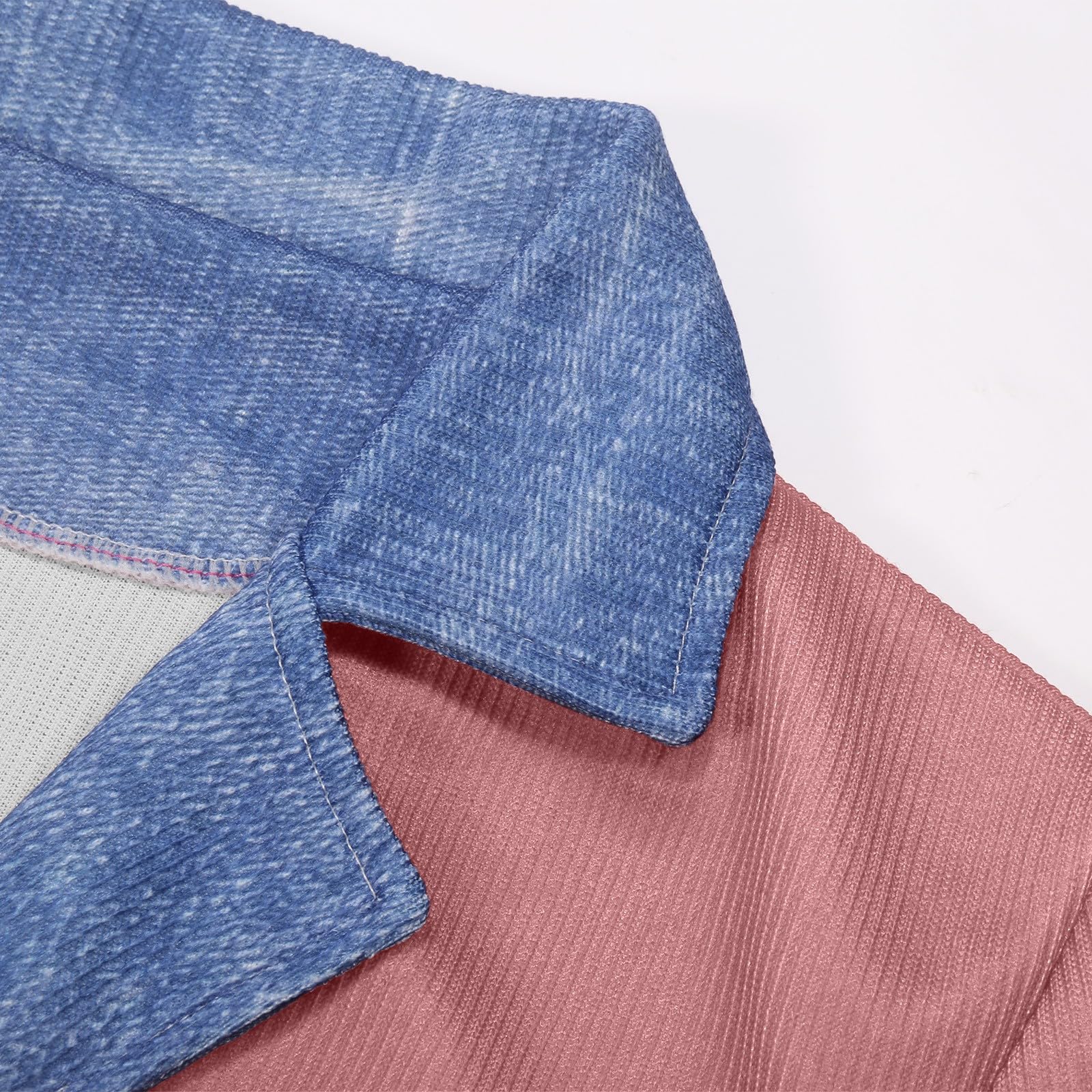 Générique Dżinsowy patchworkowy sweter oversize, gruba dzianina, swobodny styl. (XL)