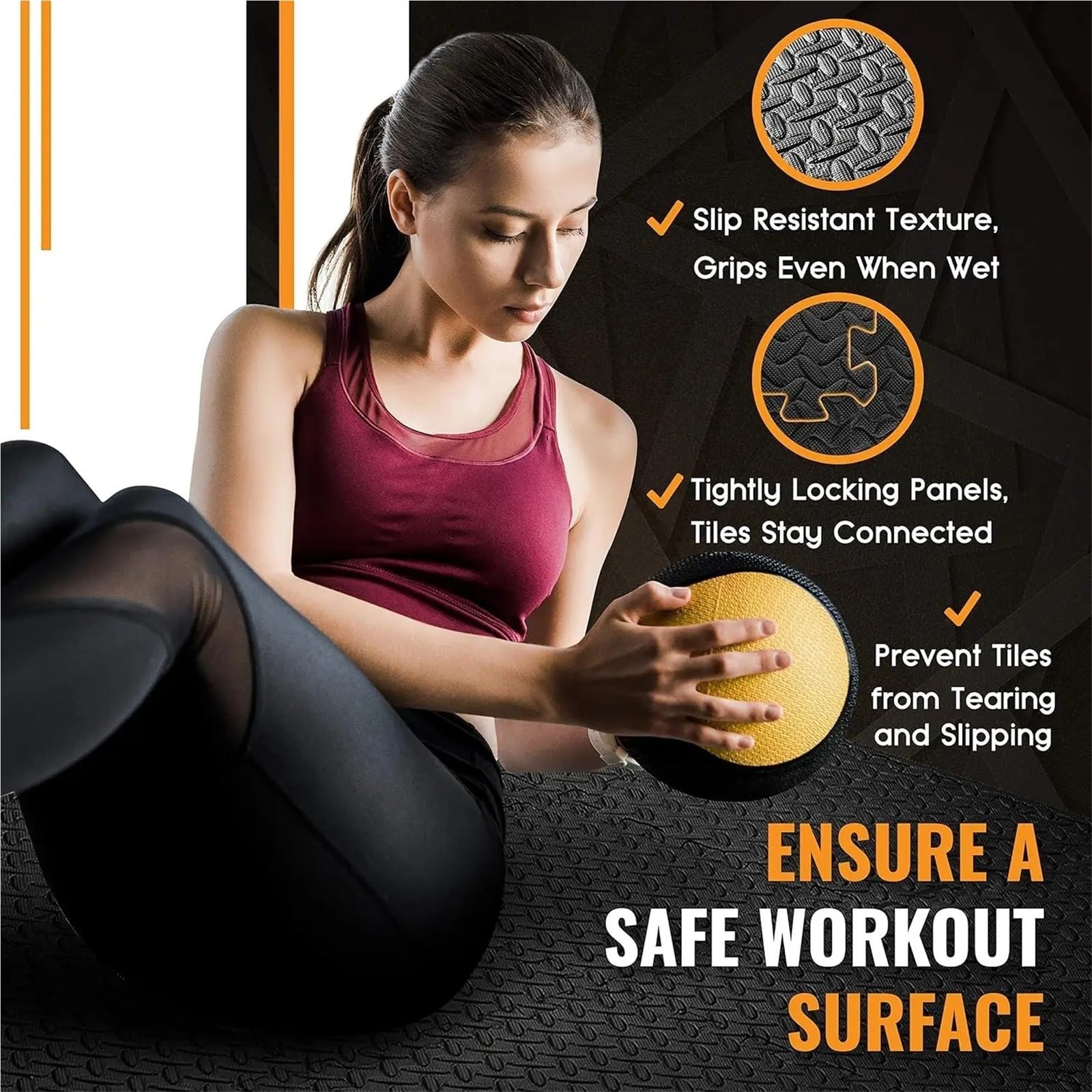 Tappeto Da Fitness A Puzzle Tappetini ad incastro EVA da 16 pezzi, piastrelle portatili antiscivolo e ammortizzanti for yoga fitness