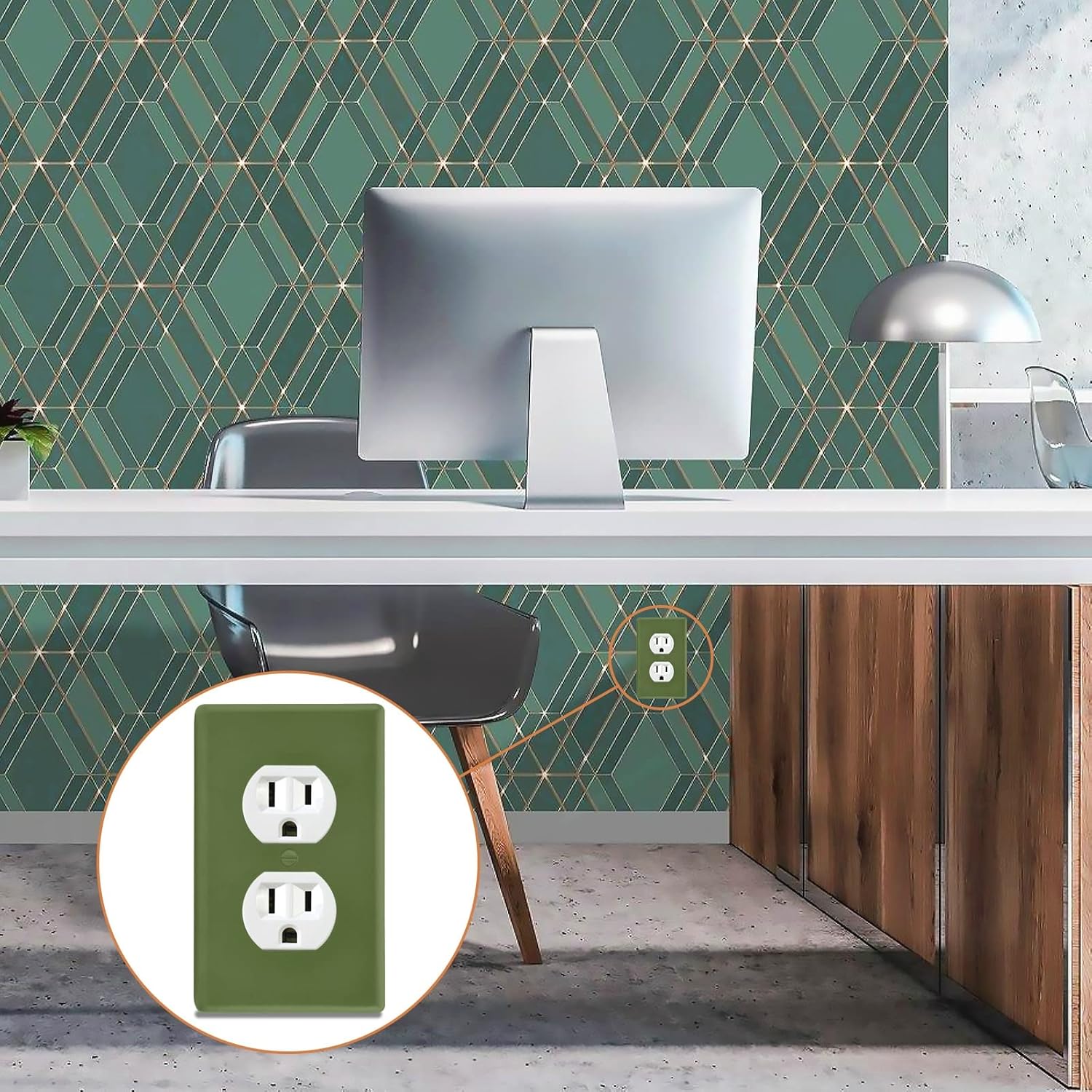 Kigai Duplex Wall Plates,Plain Dark Olive Green Solid Color Outlet Covers,1-Gang Standard Size 4.5" x 2.8",Electric Receptacle Plug Covers