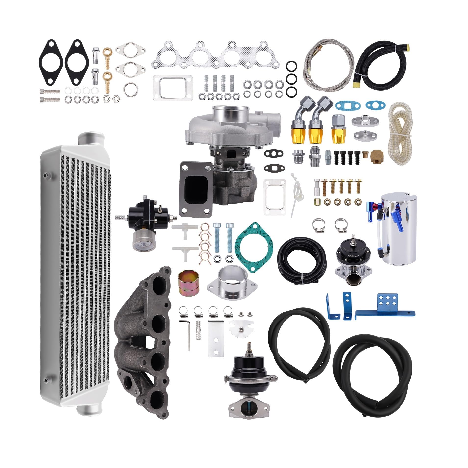 Tlvbfpg One Color Cooled Intercooler Turbo Intercooler Kit Fit For Civic D15 D16 1.5L 1.6L T3 T4 Turbo Charger Intercooler Bov Kit Turbocharger