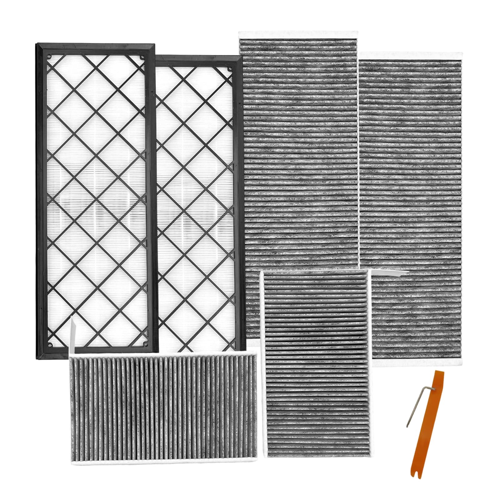 Set da 6 pezzi per Tesl*a Model Y 2020-2025 HEPA + set di filtri a carbone attivo, ricambio per filtro dell'aria abitacolo a carbone attivo, ricambio per filtro di ingresso aria, modalità di ricircolo