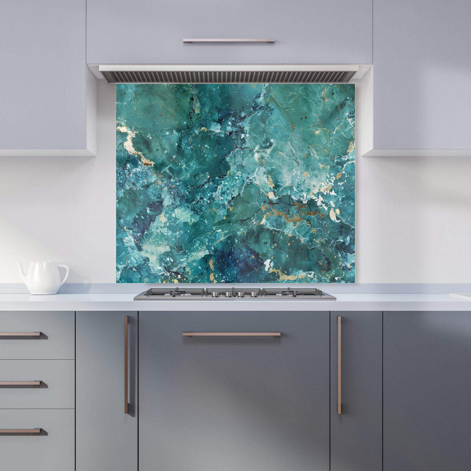 Warren Reed Designer Bright Teal Quartz Effect Kitchen Splashback from B&Q