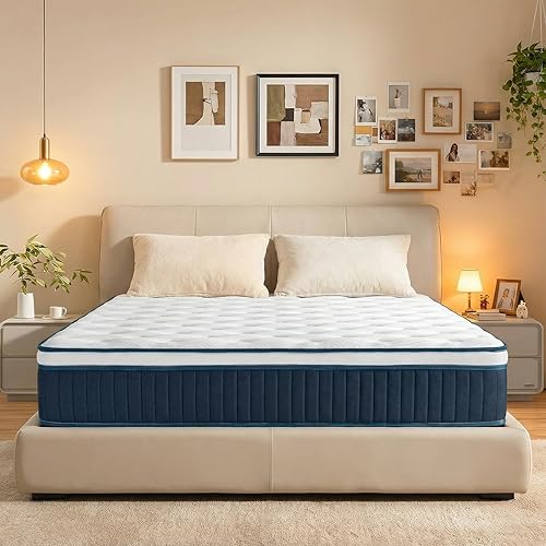 Colchón King de 12 pulgadas, colchones de espuma viscoelástica, colchón King en una caja con resortes embolsados y espuma suave, soporte firme