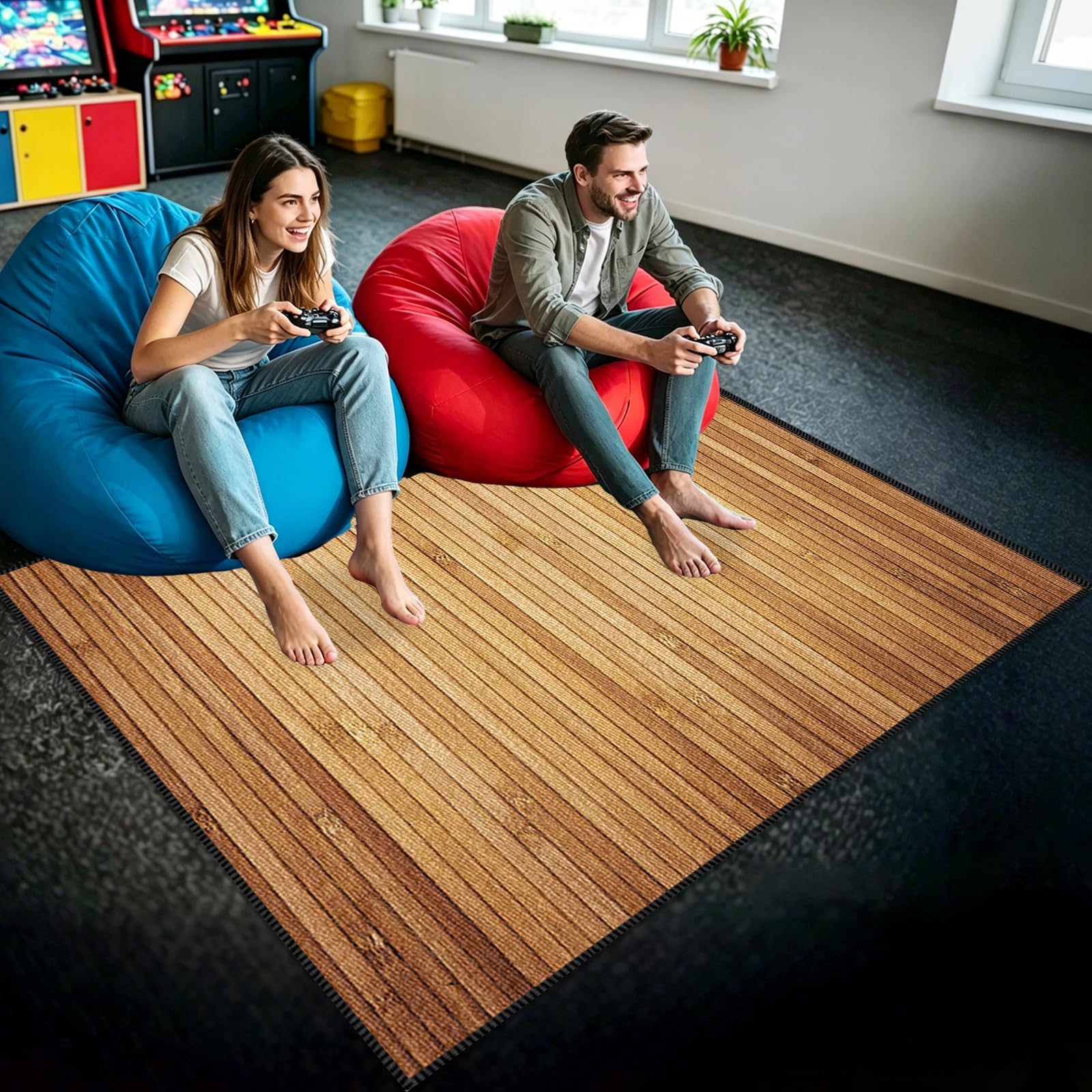Tappeto da Gioco per Camera da Letto Dei Ragazzi Tappeto per Sedia Gaming 3D Gaming Tappeto Sedia Tappeto Ufficio Salvapavimento Antiscivolo Decorazione per Soggiorno, Sala Giochi Marrone 140 x 200cm