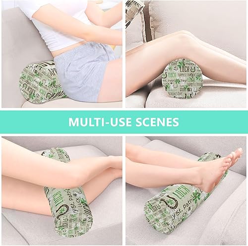 Miniatura 7 de Grunge St.Patrick Lucky Shamrocks Yoga Bolster Pillow Decorative Neck Roll Pillow Case Round Pillows for Bed for Back Support Neck Cushion