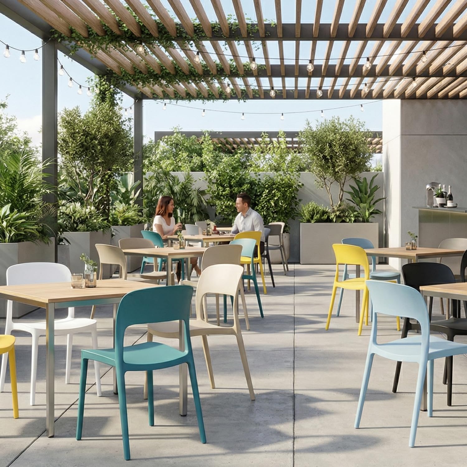 Marvin Sedia In Polipropilene Marte Ergonomica Arredo di Design Esterno e Interno da Giardino Impilabile Sedie Moderne Resistenti per Cucina Terrazzo Locali Commerciali (Grigio, 4)