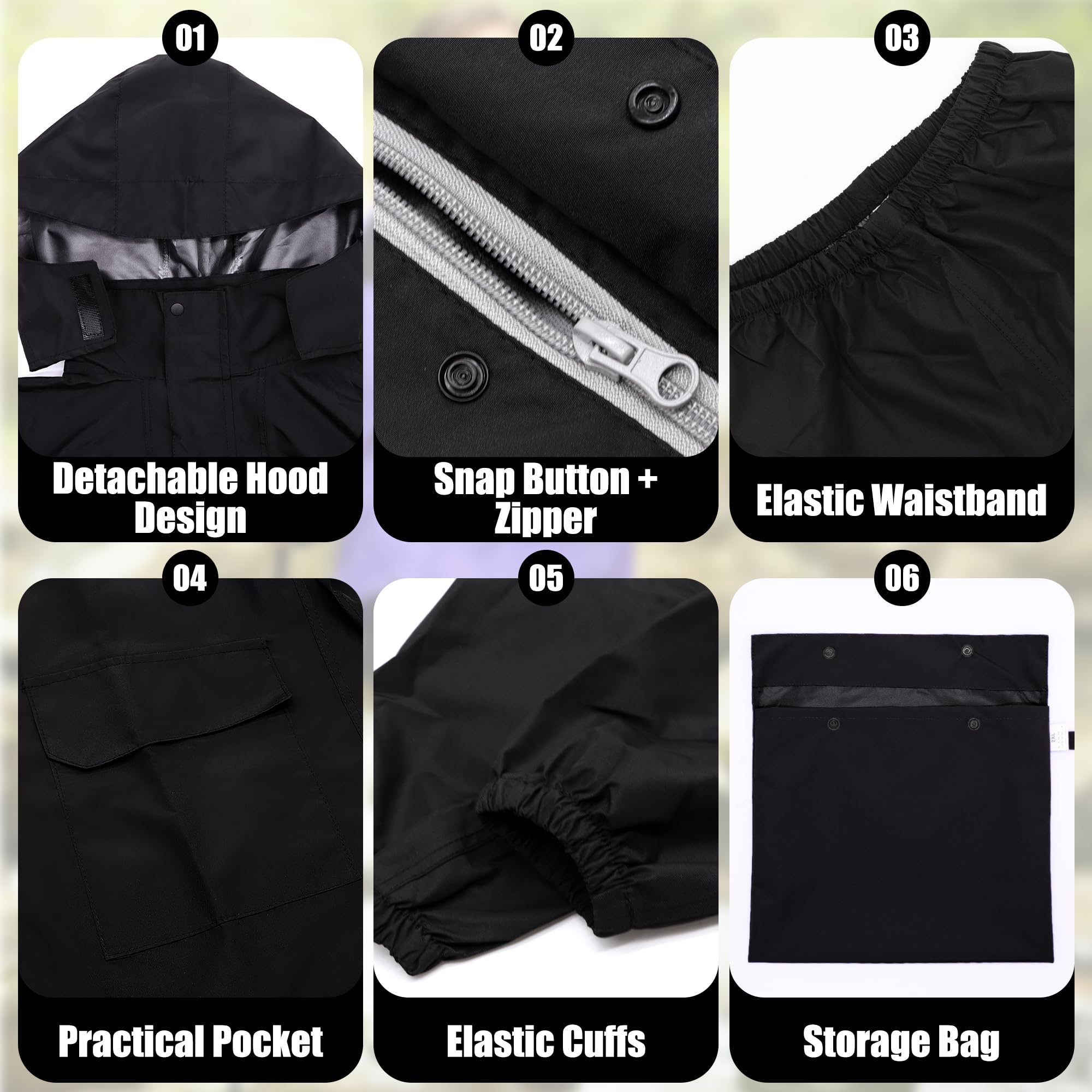 Tuta Impermeabile Bambini, Leggero Antipioggia Giacca con Cappuccio e Pantaloni Set, Unisex Ragazze Ragazzi Impermeabili Pioggia Completo Sportivo All'aperto Abbigliamento per 8-14 anni