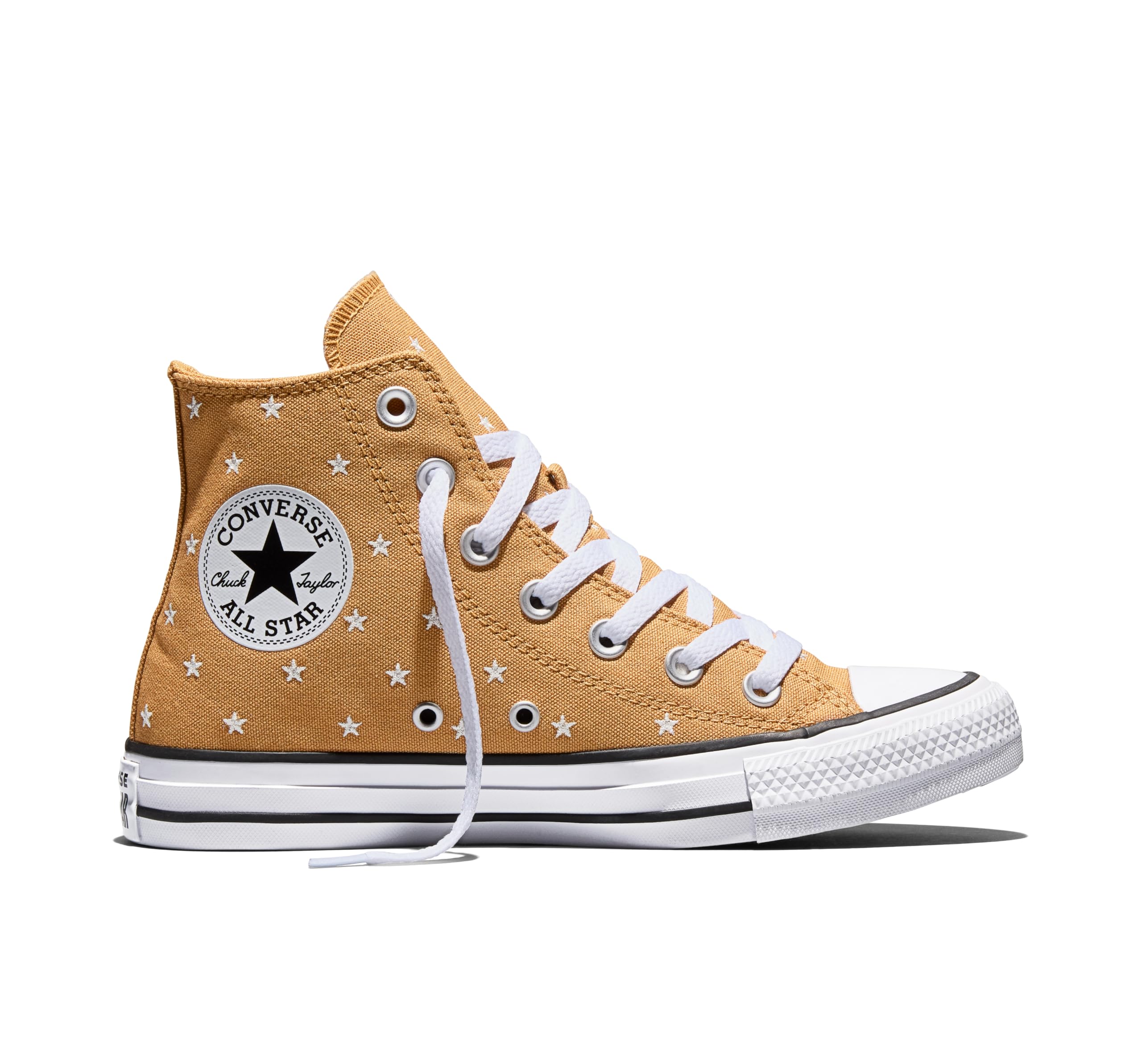 Converse Unisex Adult Chuck Taylor All Star Embroidered Stars High Top Sneaker 5.5 Women/3.5 Men Honey Stick/Egret/Black