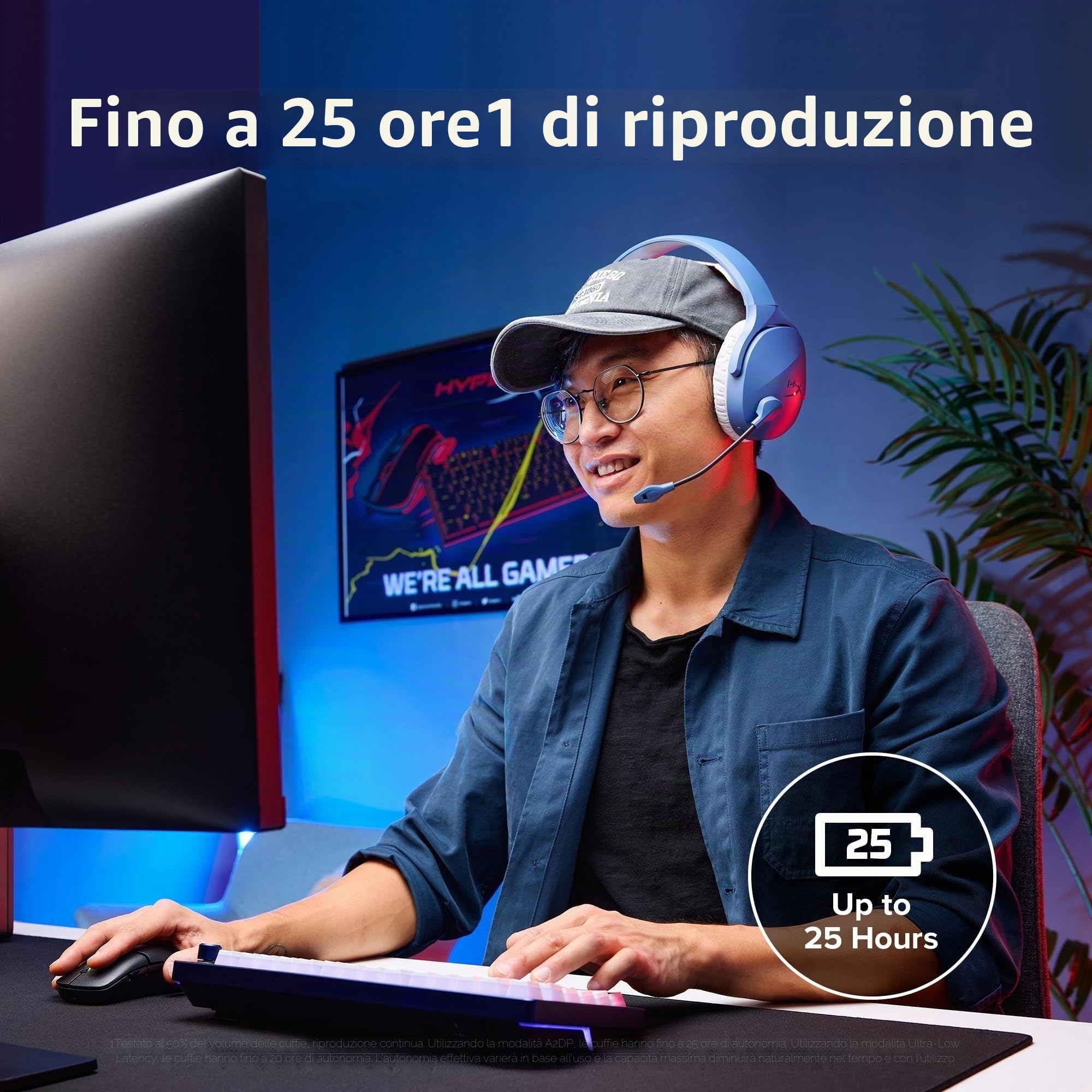 HyperX Cloud Jet Cuffie da Gioco Dual Wireless 2,4 GHz Bluetooth PC Mac PS5 PS4 40mm Driver 25 Ore Batteria Microfono Girevole Mute Design Leggero Nero