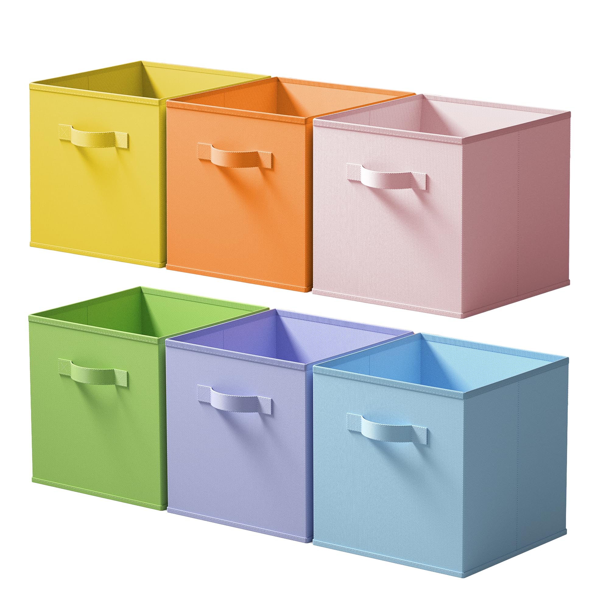 Cupic Cupid 6-Pack 11x11 Cube Storage Bins, Fabric Bins, Pastel Colors
